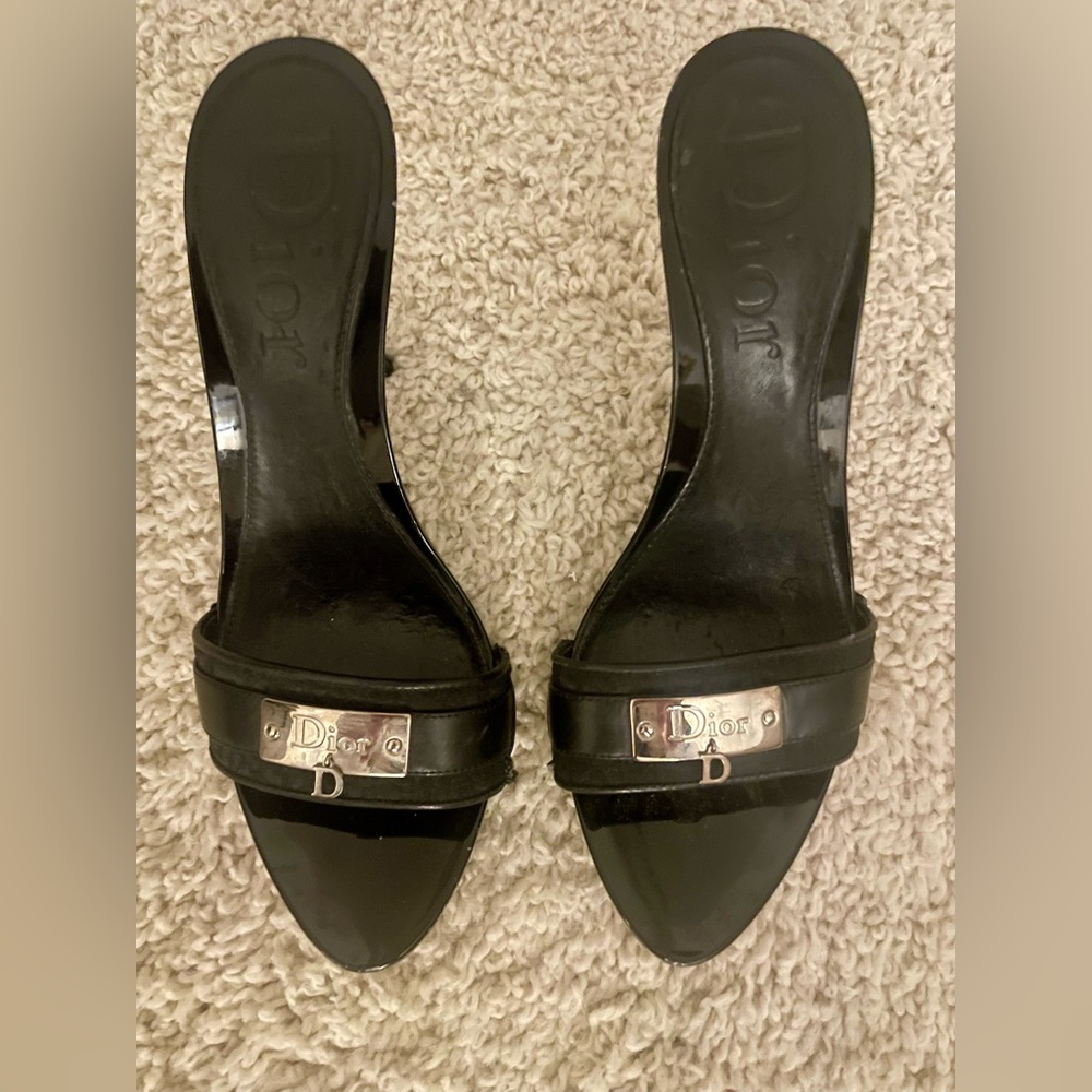 Christian Dior Black 4” Heel Stiletto Sandal.